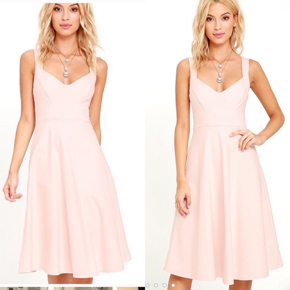 Lulus Dresses & Skirts - Lulu's Blush Pink Fit-and-Flare Midi Dress